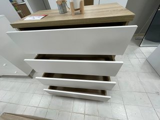 Cómoda 5 cajones blanca y madera