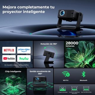 Proyector 1080P WiFi 6 Compatible Netflix