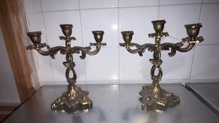 Pareja de Candelabros Vintage de 3 Brazos