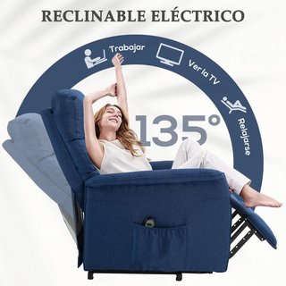 Sillón Relax Elevador Eléctrico Reclinable Azul