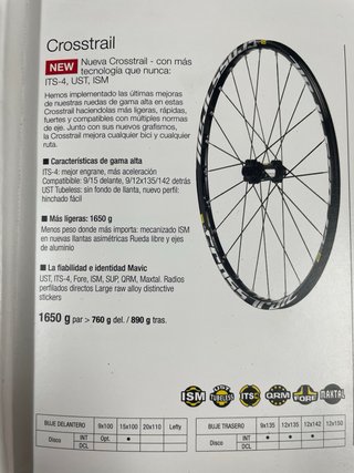 Ruedas Mavic Crosstrail Tubeless 26”