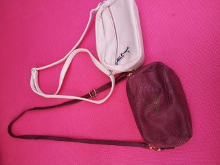 Bolso de fiesta marrón y rosa