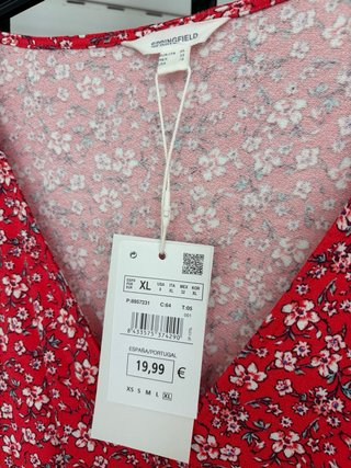 Vestido Springfield floral rojo XL