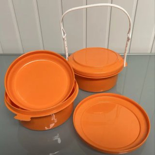 Conjunto 2 Caixas Plásticas Laranja Vintage