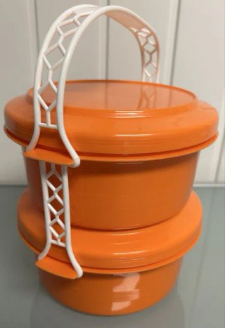Conjunto 2 Caixas Plásticas Laranja Vintage
