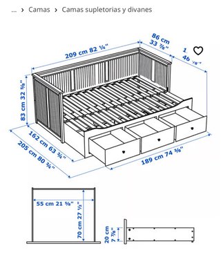 Cama Diván IKEA Hemnes Blanca