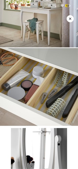 Tocador blanco Ikea con 3 cajones y tiradores