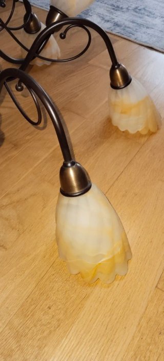 Lámpara de 9 brazos de cristal y metal