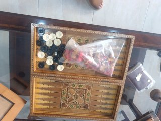 Tablero de ajedrez y damas marquetería
