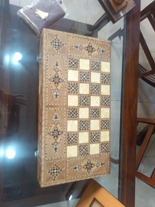 Tablero de ajedrez y damas marquetería