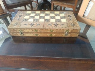 Tablero de ajedrez y damas marquetería