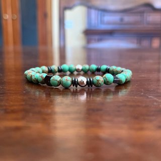 Bracciale uomo howlite verde 6mm, ematite