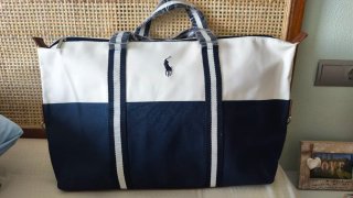 Bolsa Maleta Polo Ralph Lauren Azul y Blanca