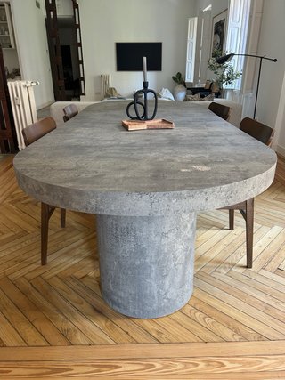 Mesa comedor piedra y madera extensible y 4 sillas