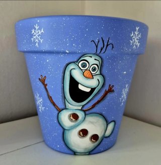 Macetas pintadas a mano Olaf Frozen