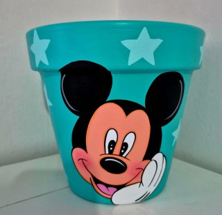 Macetas pintadas a mano Mickey Mouse estrellas