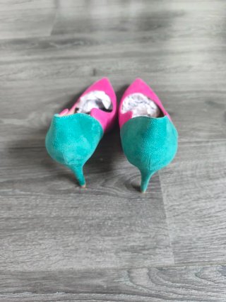 Zapatos de tacón AZAREY rosa y verde