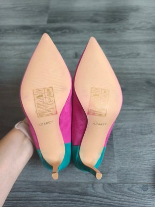 Zapatos de tacón AZAREY rosa y verde