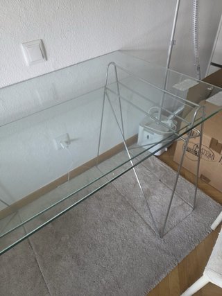 Mesa de cristal con estructura metálica 130x70cm