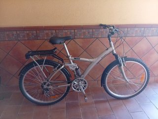 Bicicleta de montaña plateada