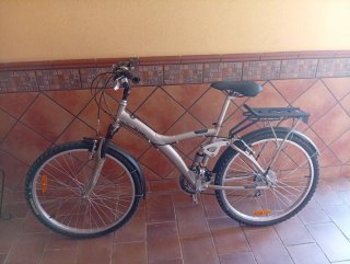 Bicicleta de montaña plateada