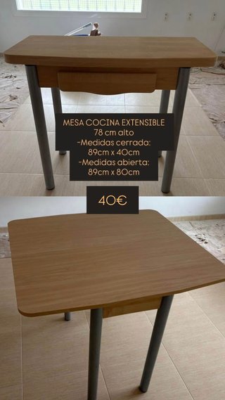 Mesa Cocina Extensible Madera y Metal