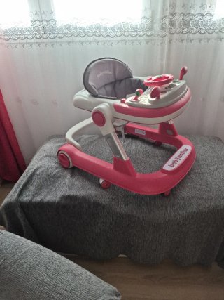 Andador bebé Babywalker rosa y blanco