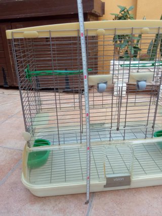 Jaula grande para pájaros beige y verde
