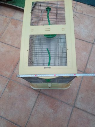 Jaula grande para pájaros beige y verde