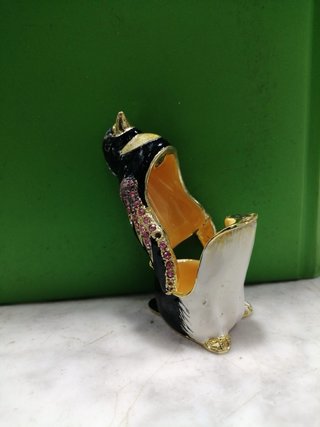 Pinguino portagioie in peltro