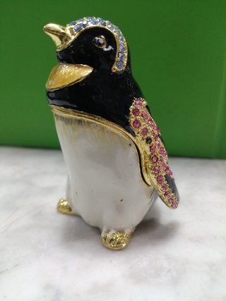 Pinguino portagioie in peltro