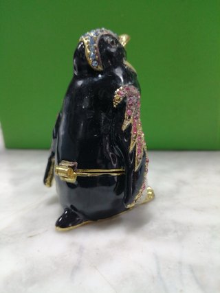 Pinguino portagioie in peltro