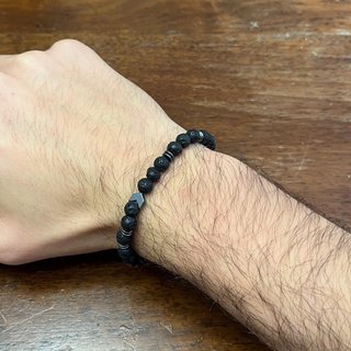 Bracciale uomo pietra lavica 6mm, ematite