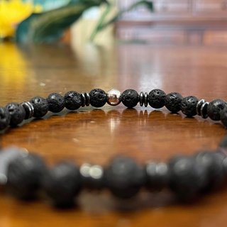 Bracciale uomo pietra lavica 6mm, ematite