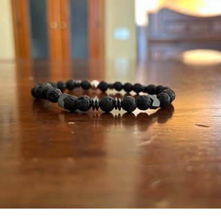 Bracciale uomo pietra lavica 6mm, ematite