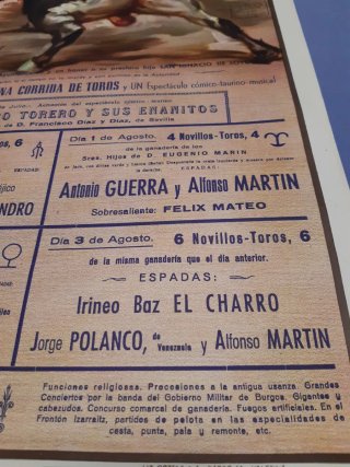 CARTEL DE TOROS BOMBERO TORERO