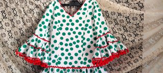 Traje Flamenca Niña Lunares Verde Niña 6-7 años