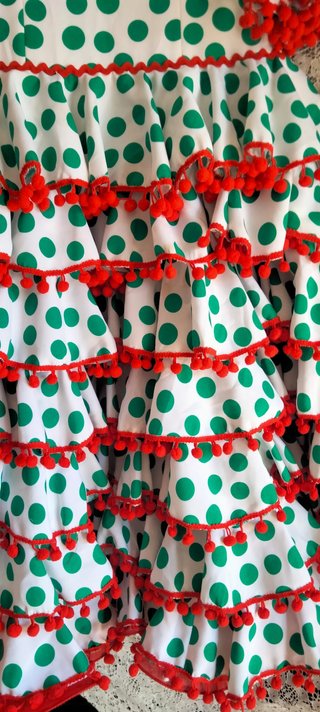 Traje Flamenca Niña Lunares Verde Niña 6-7 años
