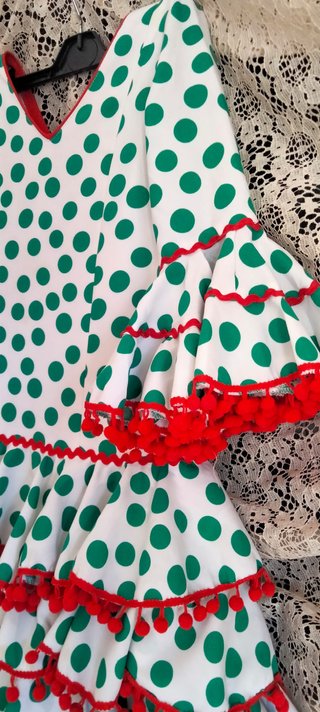 Traje Flamenca Niña Lunares Verde Niña 6-7 años