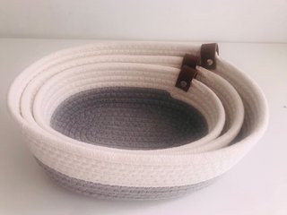 Conjunto de 3 cestos Cottoni Line branco/cinzento