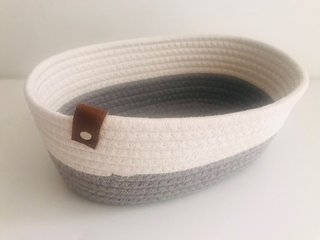 Conjunto de 3 cestos Cottoni Line branco/cinzento