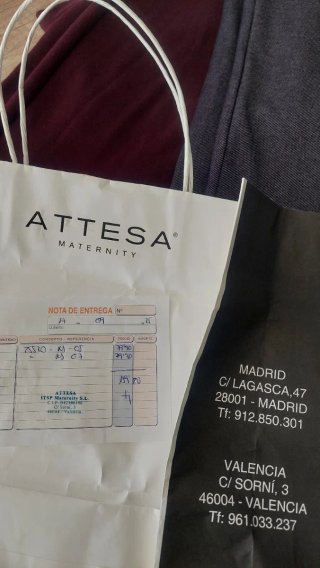 Pantalones maternidad premamá Attesa morado y gris
