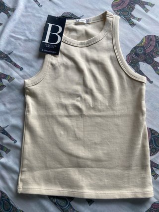 Camiseta sin mangas Stradivarius Beige Talla M