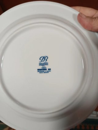 8 Platos Cerámica Azul y Marrón