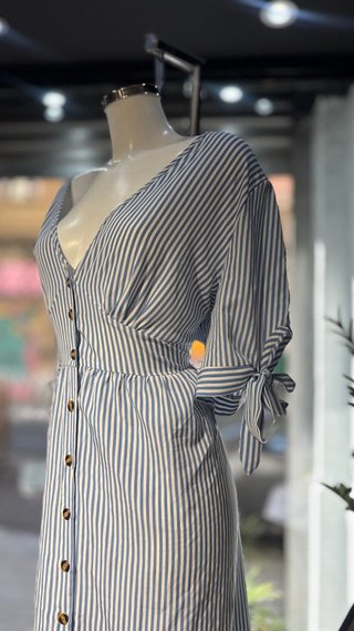 Vestido Rayas Verano Botones Madera