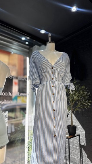 Vestido Rayas Verano Botones Madera