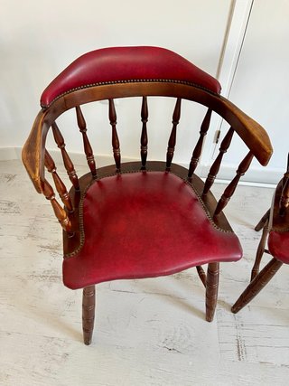 Pareja de Sillones Capitán Vintage Madera Tapizado