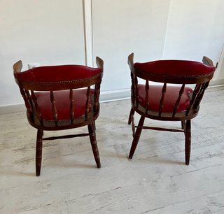 Pareja de Sillones Capitán Vintage Madera Tapizado