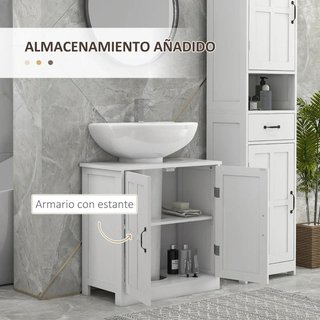 Armario Baño Bajo Lavabo 2 Puertas Estante Blanco