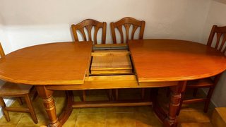 Mesa de comedor extensible de madera maciza